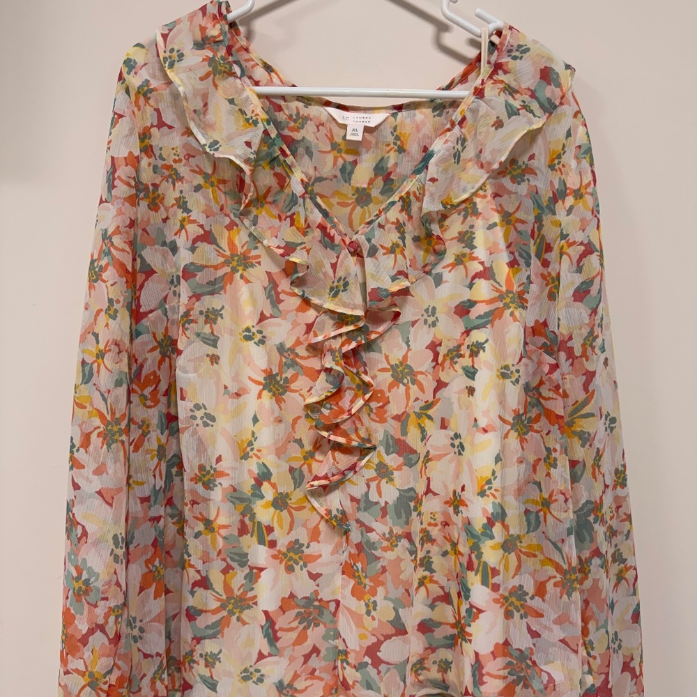 LC Floral Sheer long sleeve with built in cami